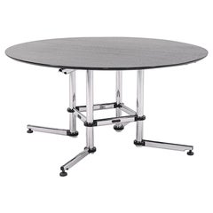 Used 2005 USM Haller Kitos 59 Inch Ebonized Oak Wood Round Dining / Conference Table