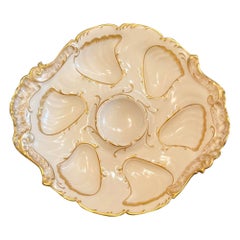 Antique French "Jules Etienne" Porcelain Unusually Shaped Oyster Plate, Ca. 1890
