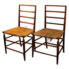 Paire William Birch Liberty & Co. Chaises à siège en jonc