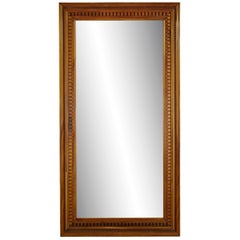 Handcrafted Medium Tone Mahogany Dentil Molding Wall Mirror