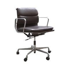Eames EA 435 Soft Pad Black Leather Office Chair, Low Back by Vitra