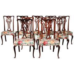 Fine Set of Ten Chippendale Style Dining Chairs