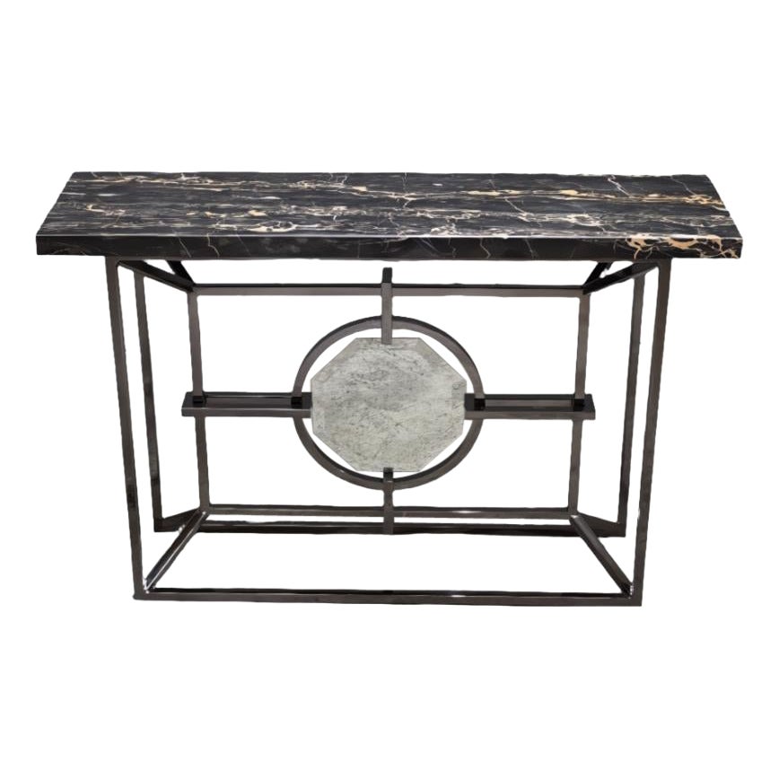 Table console Arabescato Corchia sur mesure avec base en acier plaqué en vente