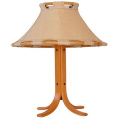 Beech Wood and Canvas Desk Lamp by Anna Ehrner for Atelje Lyktan, 1970s, Sweden