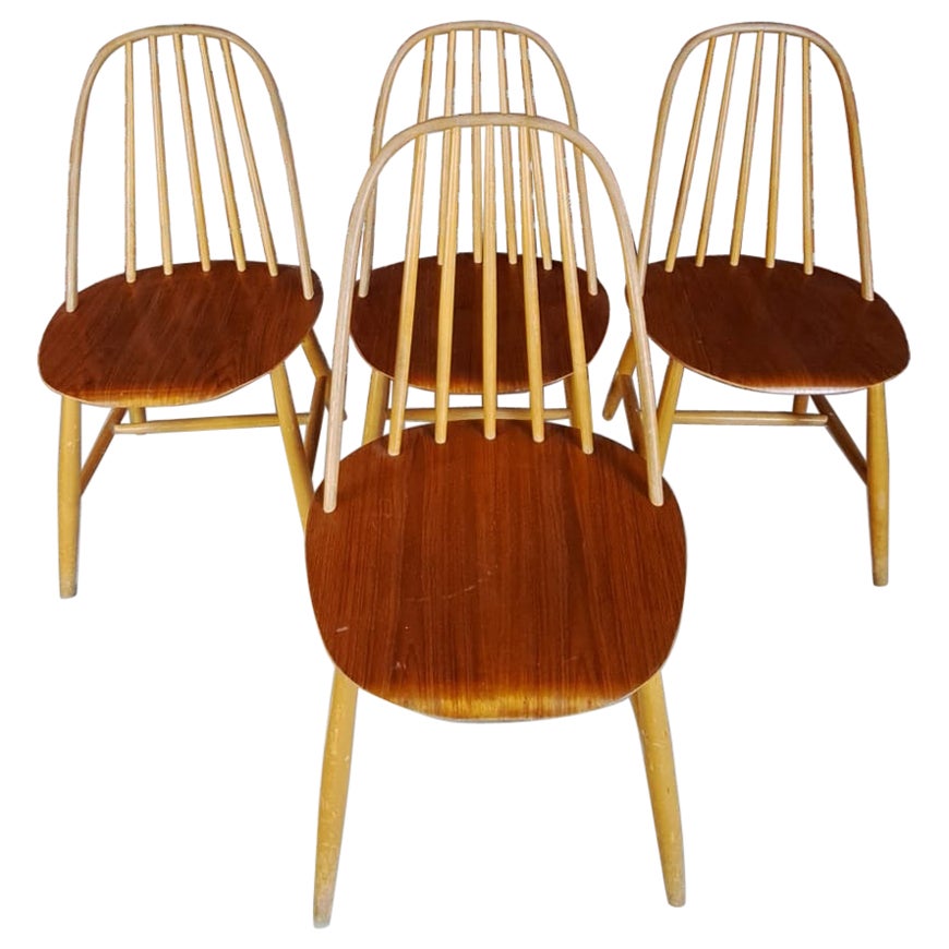 Set of 4 Chairs in Teak Wood, Sweden, 1960