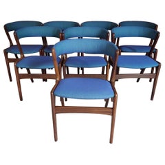 Set of 8 Chairs in Teak from Denmark, Kai Kristiansen for Schou Andersen, 1960