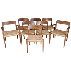 Set of 8 Chairs Model 56 and 75, Niels O. Møller for JL Møllers Møbelfabrik 1960