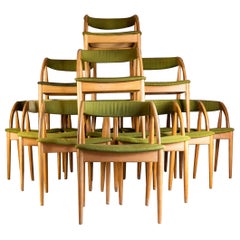Set of 14 Chairs in Oak and Fabric, Denmark, 1960