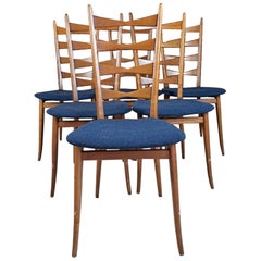 Set of Six Chairs in Teak Wood and Fabric, Denmark, 1960