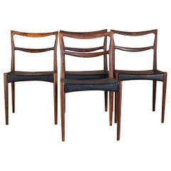 Juego de cuatro sillas de palisandro y cuero, H.W. Klein para Bramin, 1960