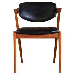 Model 42 Chair in Teak Wood and Leather by Kai Kristiansen, Denmark, 1960