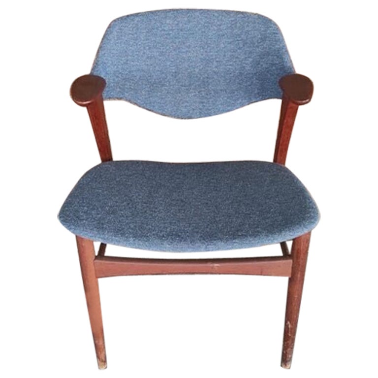 Sillón de madera de teca y tela, Dinamarca, 1960