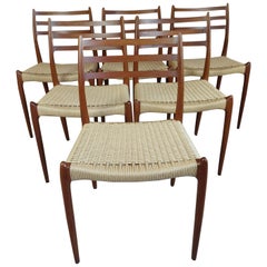Set of Six Teak Chairs, Nils Otto Møller for J L Møllers Møbelfabrik, 1960