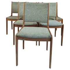 Set of Six Chairs in Teak Wood and Fabric, 1960