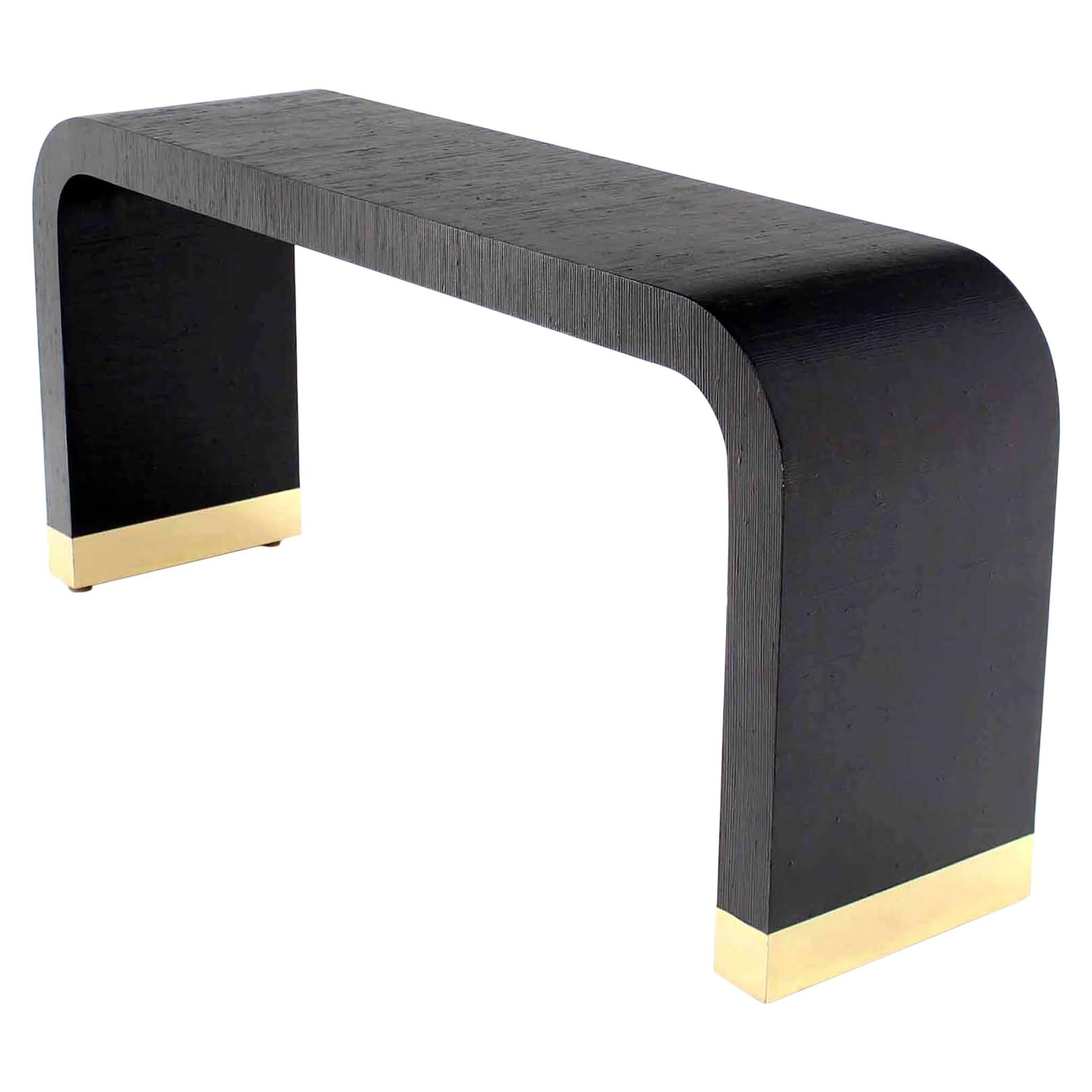 Midcentury Staple-Shape Black Lacquer Console Table