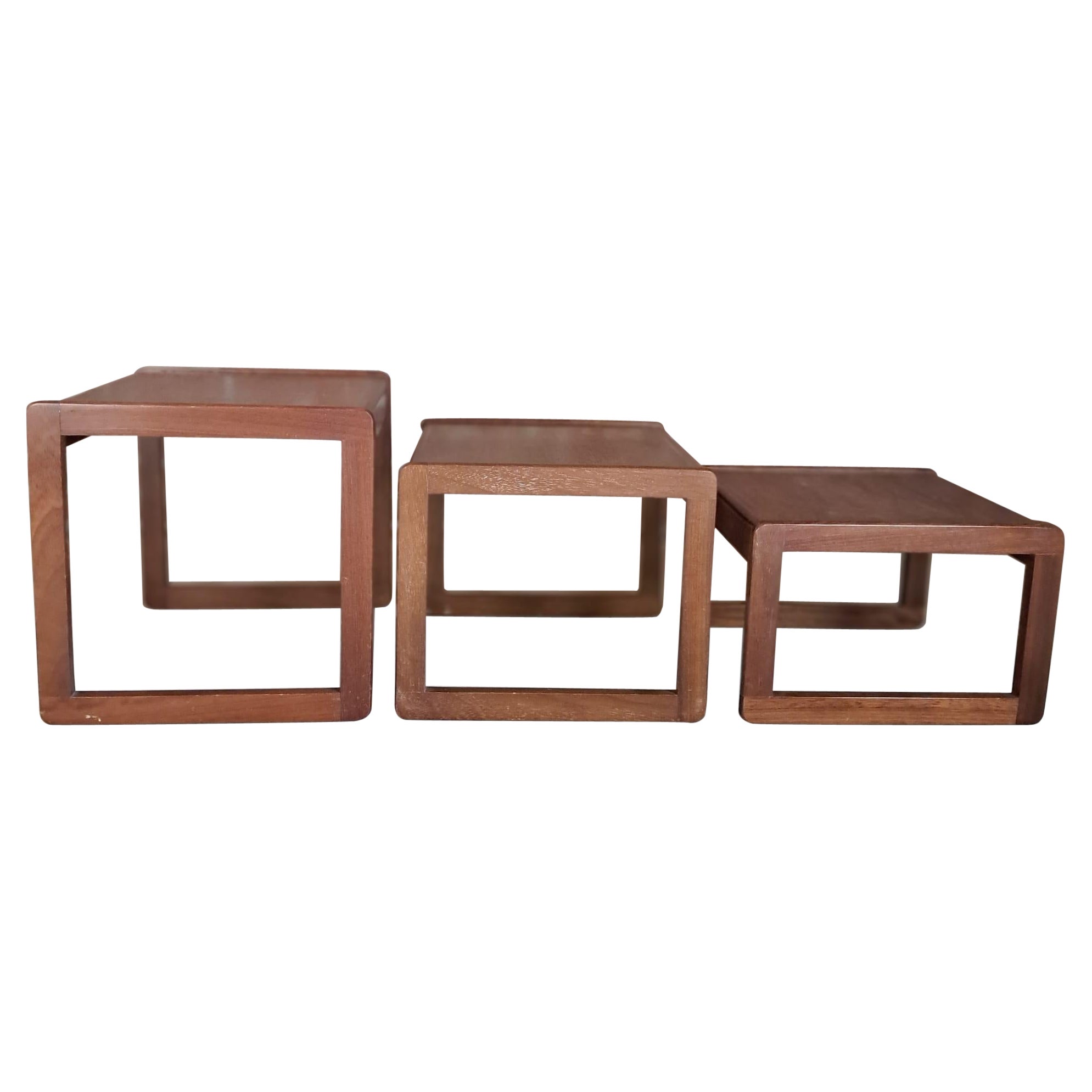 Set of 3 Nesting Tables in Teak, Denmark, 1960