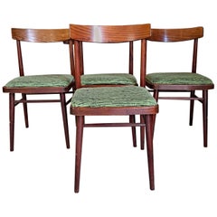 Set of 4 Chairs in Brown & Green, Denmark, 1960