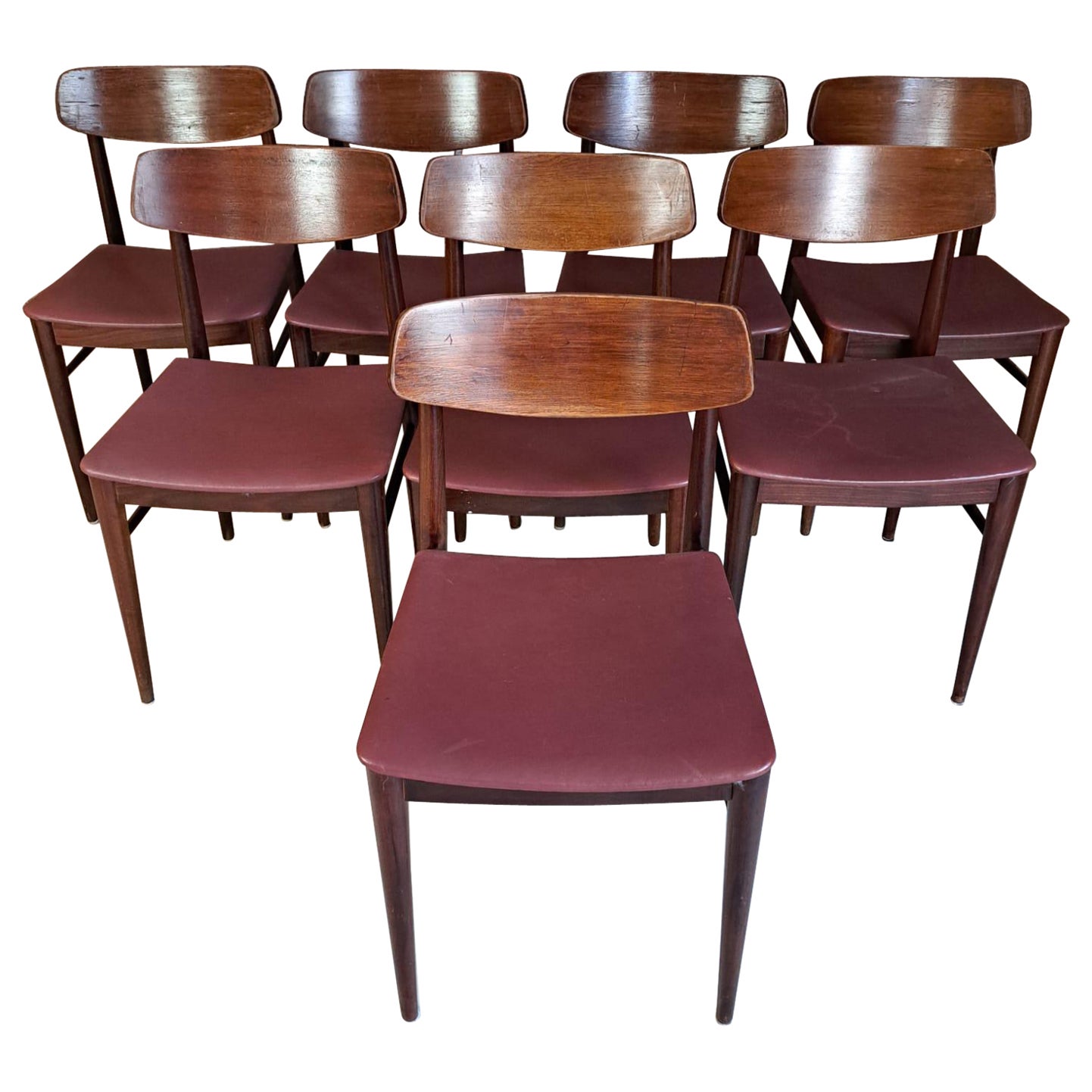 Ensemble de 8 chaises en Brown, Danemark, 1960