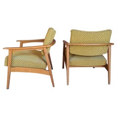 Pareja de sillones en marrón y amarillo, Dinamarca, 1960
