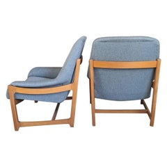 Pair of Armchairs in Grey Fabric, Czechoslovakia, 1960