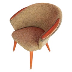 Armchair in Yellow-Green Fabric, Denmark, 1960