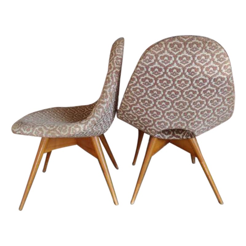 Pareja de sillones de tela beige, Dinamarca, 1960