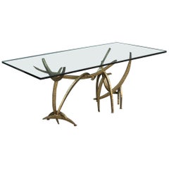 Rare table de salle à manger 'Ortega' de Silas Seandel en bronze soudé et brasé 1973