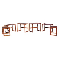 Vintage Danish Pair of Trio Teak Nesting Tables Arne Hovmand-Olsen Mogens Kold