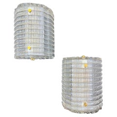 New Italian Organic Modern Crystal Molded Pattern Murano Glass Brass Wall Lights