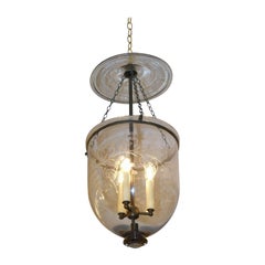 English Regency Grapevine Blown Glass Hanging Bell Jar Hall Lantern, Circa 1810