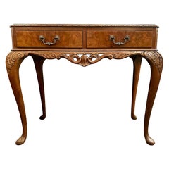 Antique English Burled Walnut Silver Chest with Silver Dinner Set, Ca. 1910-1920