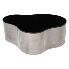 Table de cocktail de forme libre du milieu du siècle dernier en bronze et Vitrolite de Karl Springer