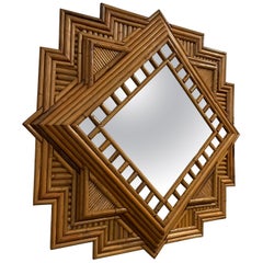 Vivai Del Sud Attributed Geometrical Rattan Mirror