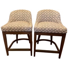 Pair of Vanguard Calloway Upholstered Swivel Counter Stools