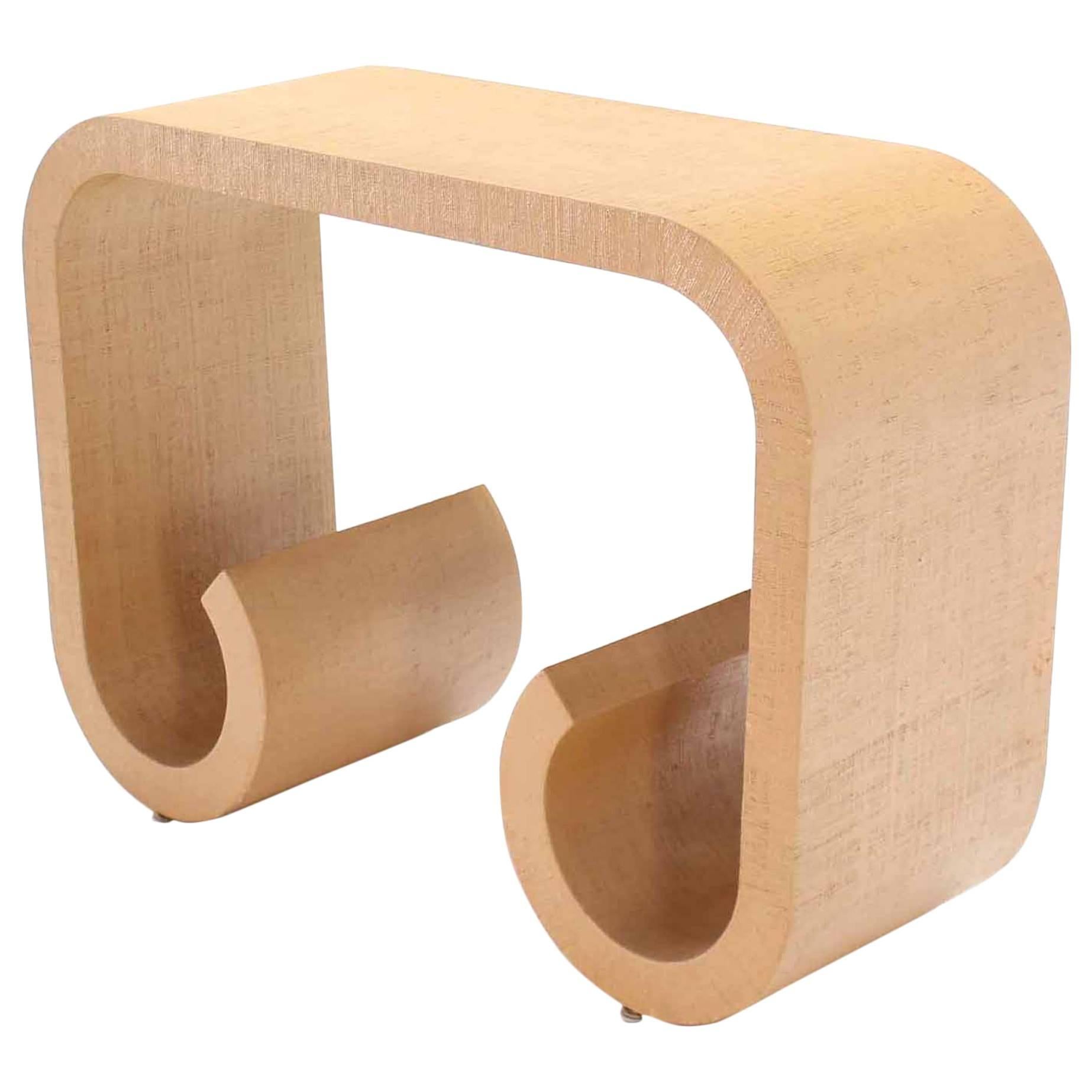 Scroll Base Grass Cloth Console Sofa Table