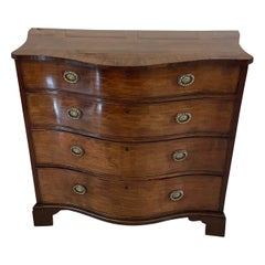 Antique 18th Century Quality Figured Mahogany Serpentine Chest of Drawers