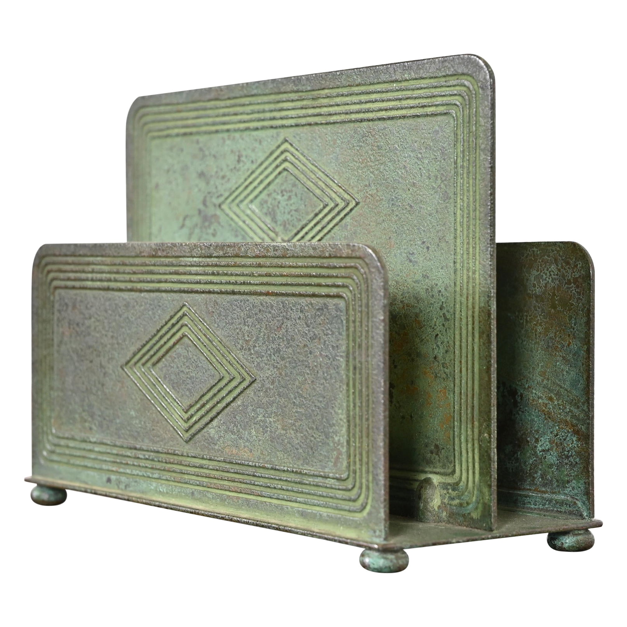Tiffany Studios New York Graduate Pattern Bronze Letter Rack