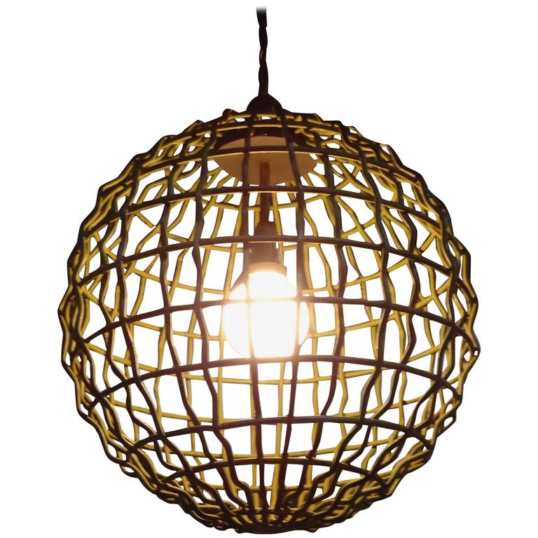 Large Industrial Mid-Century Modern Orb Pendant Chandelier at 1stDibs