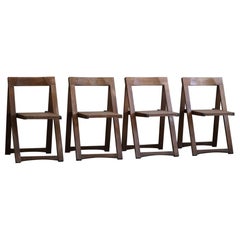 Aldo Jacober, Set of 4 Folding Chairs with Cane Seats, Italian Modern, 1960s