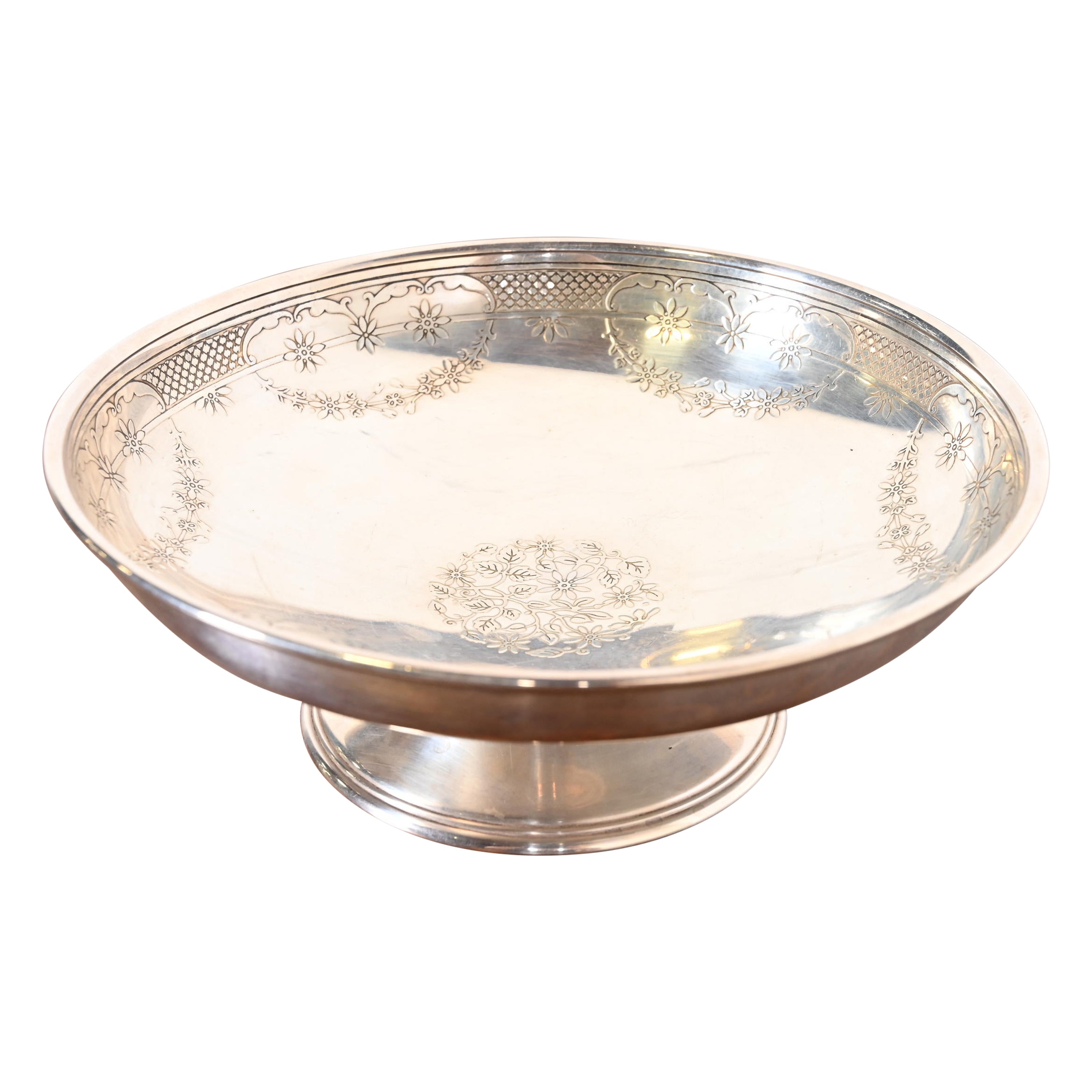Tiffany & Co. Cuenco o Plato Compota con Pie de Plata de Ley Art Déco