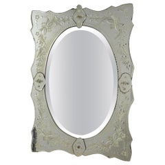 Beautiful Murano Venetian Venice Glass Wall Mirror, Italy 1950s