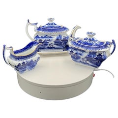 Servizio da caffè e tè in ceramica bianca e blu da esportazione cinese