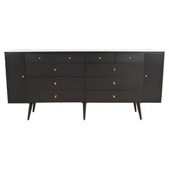 Paul McCobb Black Lacquered 20-Drawer Dresser or Credenza, Newly Refinished