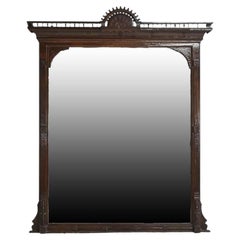 Antique Circa 1870 American Aesthetic Movement Carved Wood Over Mantle Mirror