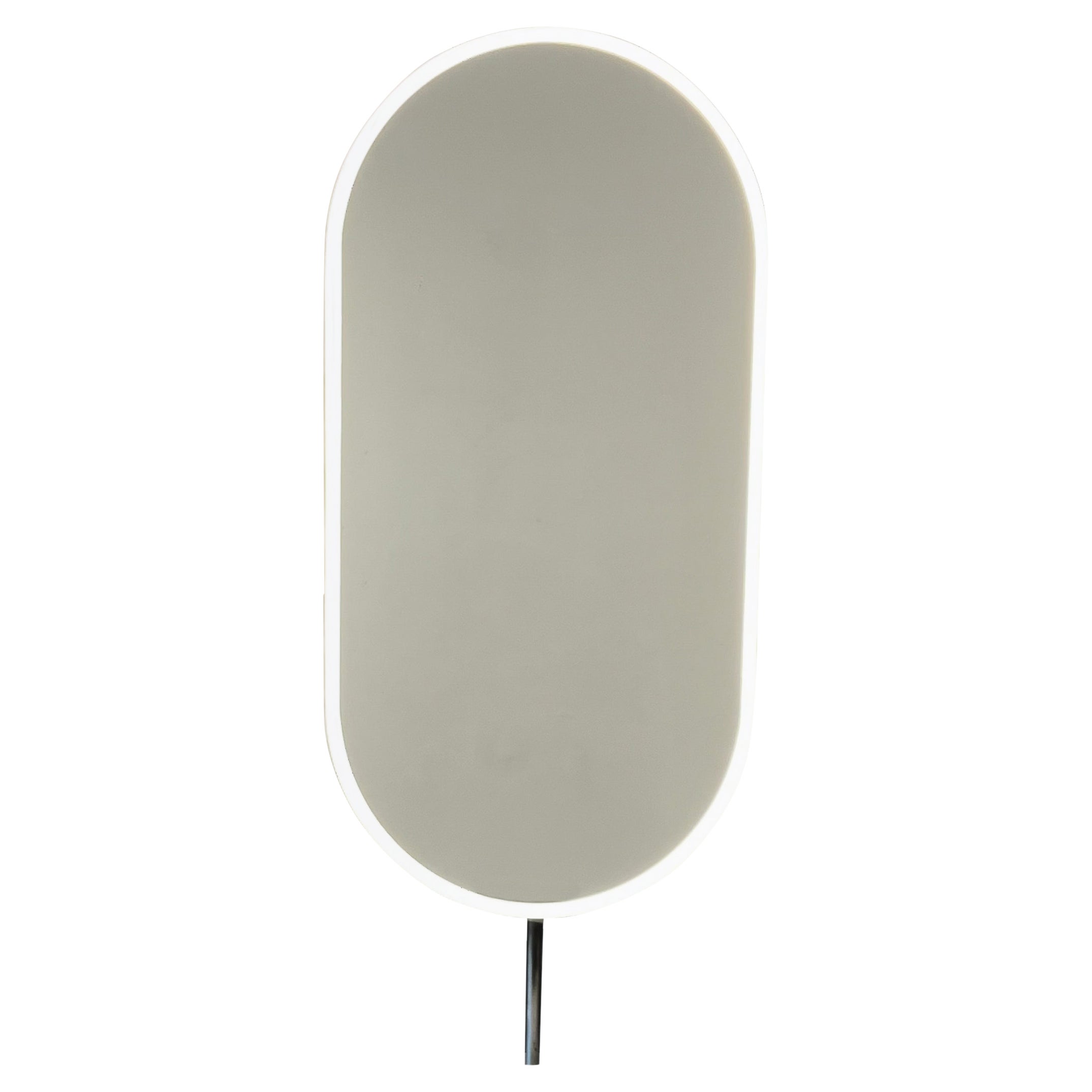 Specchio da appoggio Capsule, cornice contemporanea in acciaio inox annerito