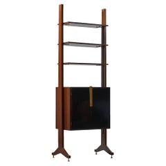 Italian Mid-Century Teak Wall Unit with Adjustable Shelves and Cabinet, 1950s