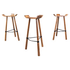 Mid century brutalist bar stools - set of 3, 1960s