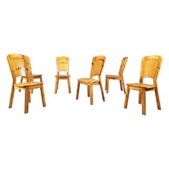 Vintage pine wood dining chairs - 1970s