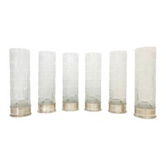 Set of Six Bohemian Ground Crystal and Silver Drinking Glasses