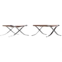 Very Rare Pair Mies van der Rohe Barcelona Stool Table for Knoll International